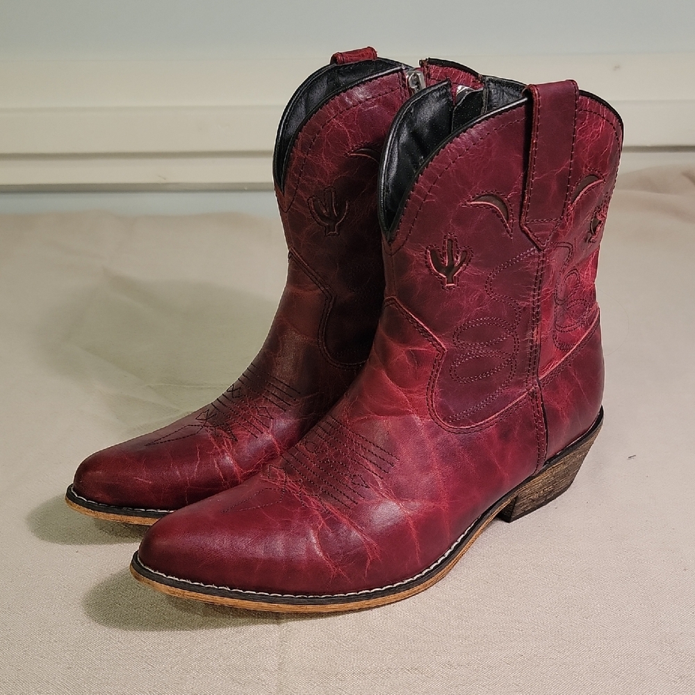 Dingo Shortie Red Cowboy Boots Womens Size 8